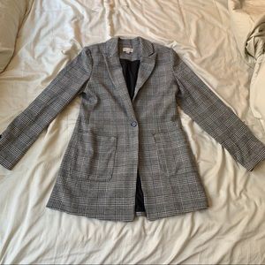 Grey plaid LOFT Boyfriend Blazer